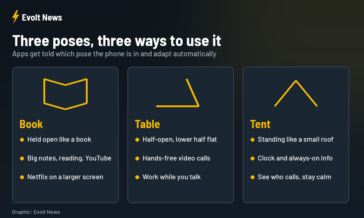 iPhone Duo poses explained: book, table and tent modes